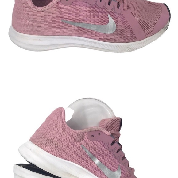 NIKE DOWNSHIFTER 8 (GS) 922855 600 ELEMENTAL PINK METALLIC SILVER GIRLS SNEAKERS - Picture 8 of 10
